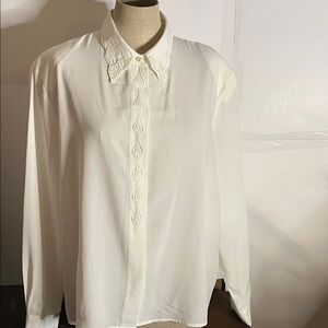 Vintage Chagall white blouse beaded collar embroidered